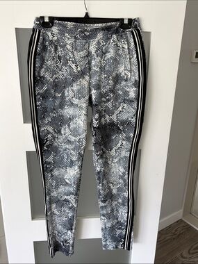 Marc Cain Gray Snake-Print Track Joggers with Side Stripes